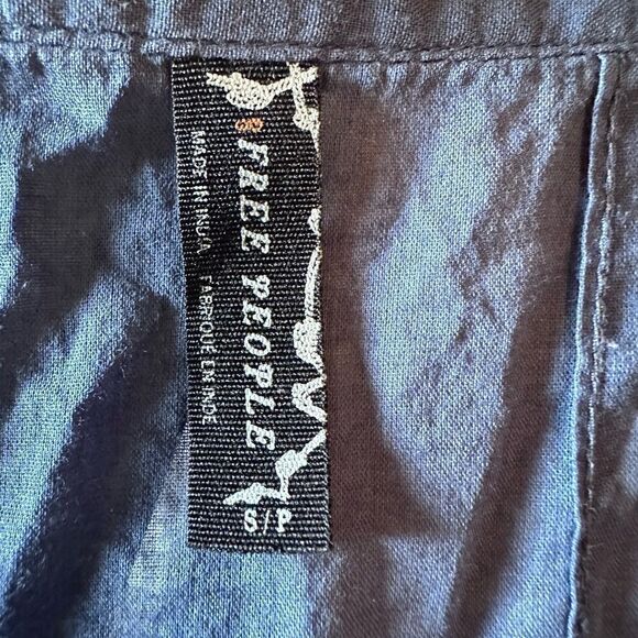 Free People embroidered 100% cotton boho navy mini dress - Size Small - Picture 6 of 7